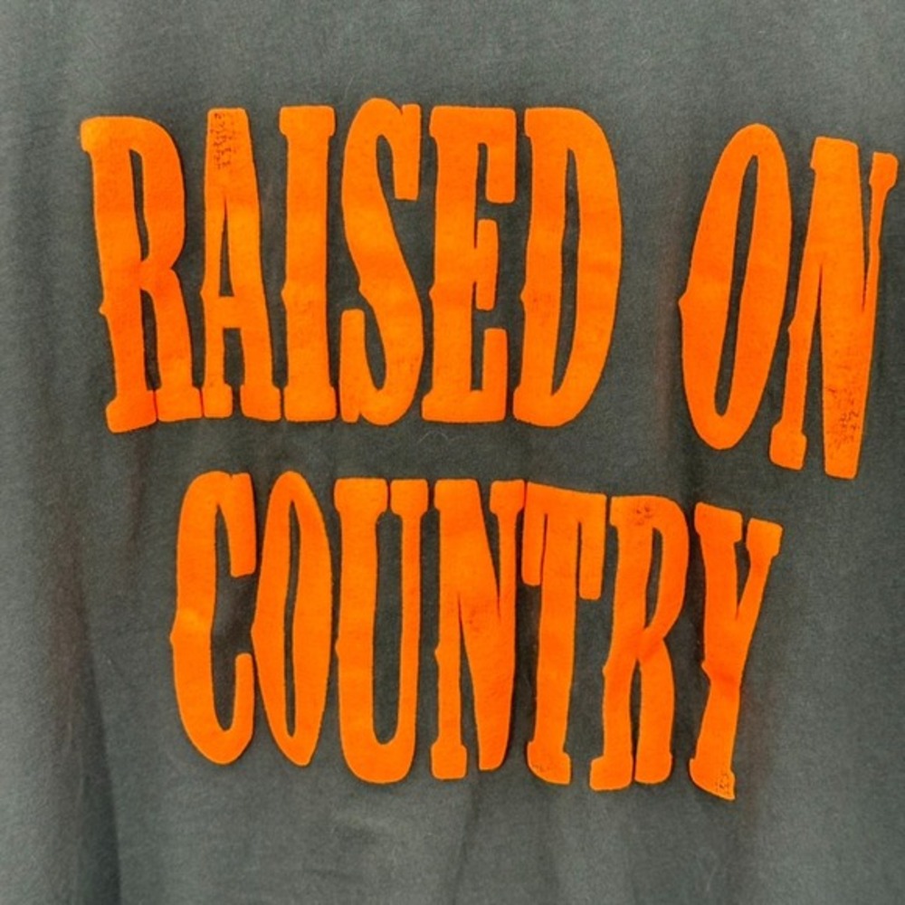 Daydreamer‎ Raised On Country Graphic Tee Olive Green Orange Puff Print Size M - Picture 3 of 6